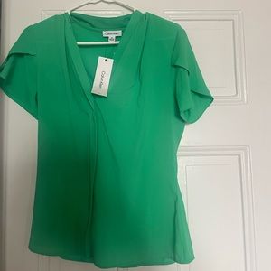Green Calvin Klein Short-Sleeved Dressy Blouse